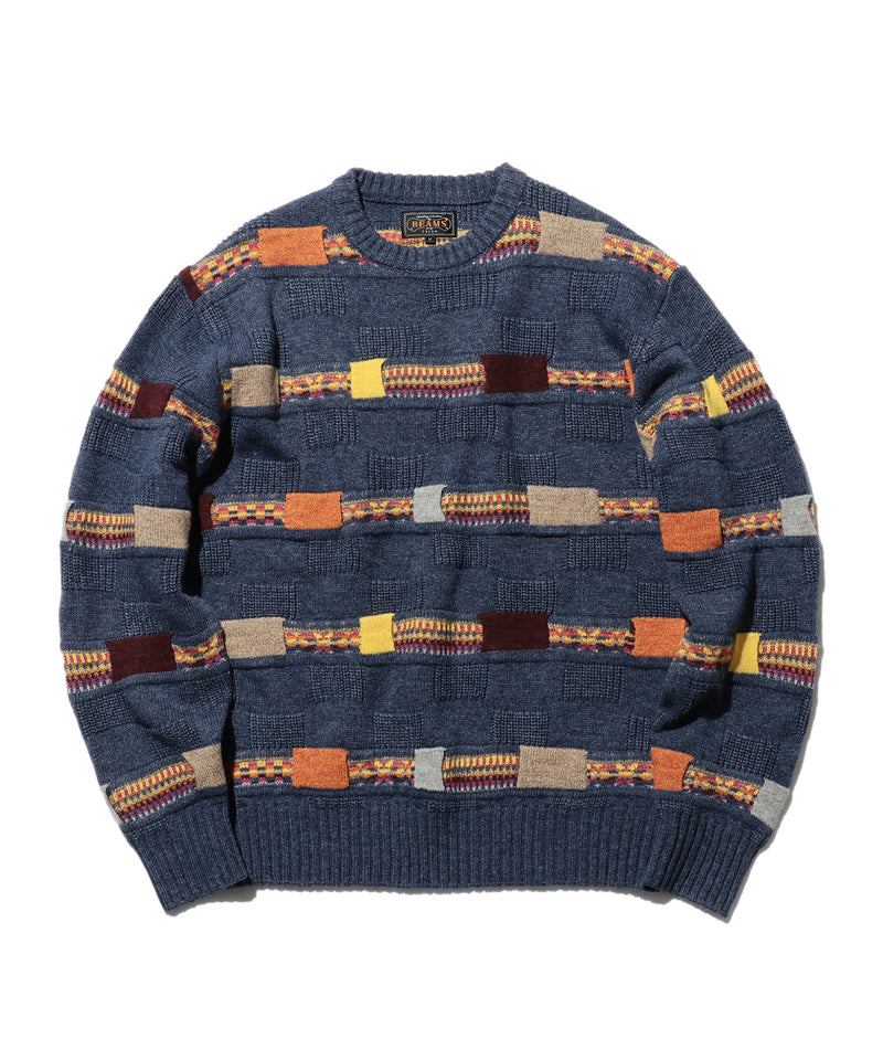 Jacquard Fair Isle Stripe 5G Crew