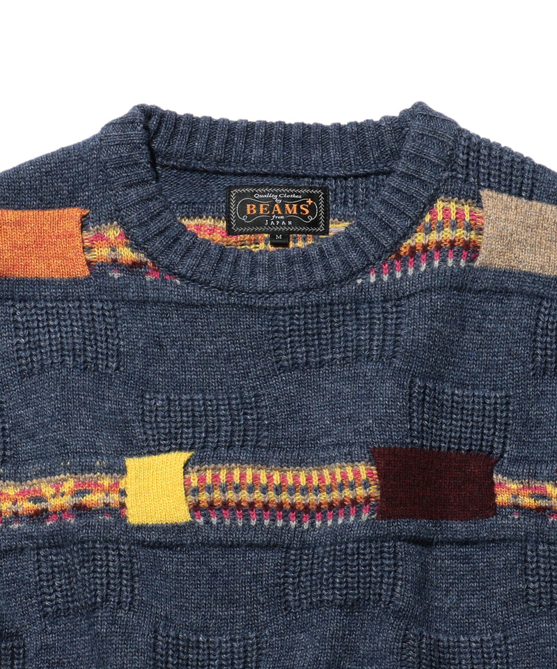 Jacquard Fair Isle Stripe 5G Crew