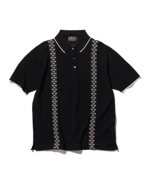 Knit Polo Mesh Stripe