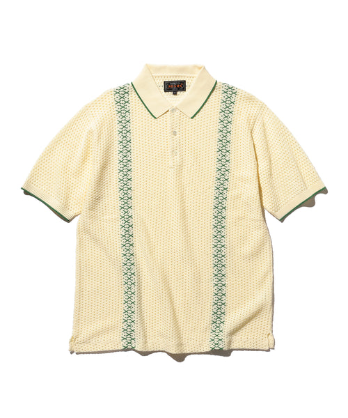 Knit Polo Mesh Stripe