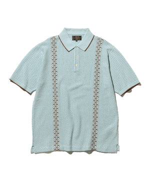  Knit Polo Mesh Stripe 