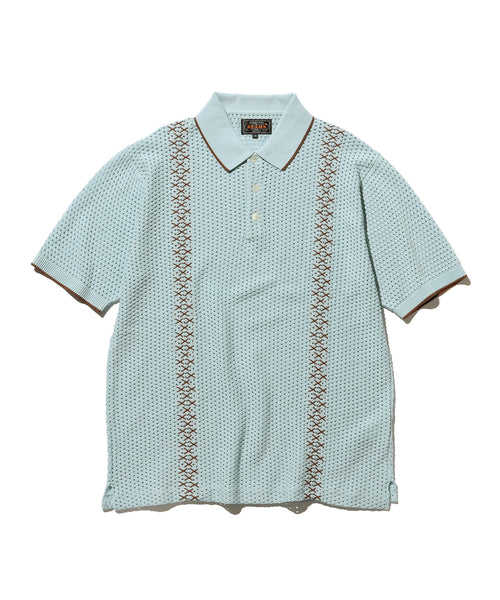Knit Polo Mesh Stripe