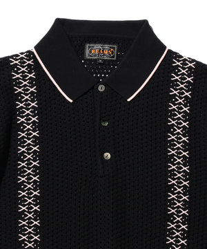  Knit Polo Mesh Stripe 