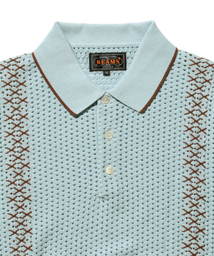  Knit Polo Mesh Stripe 