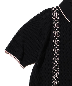  Knit Polo Mesh Stripe 