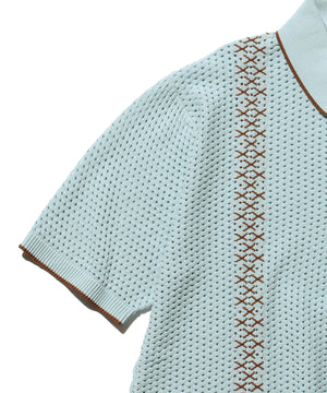  Knit Polo Mesh Stripe 