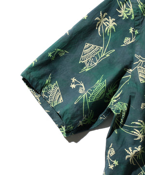  Open Collar Batik Print 