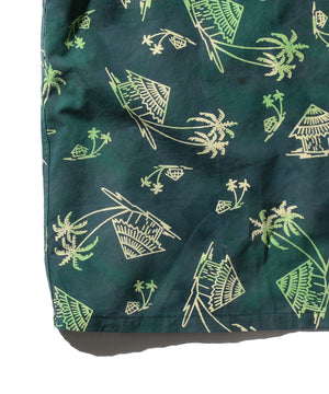  Open Collar Batik Print 