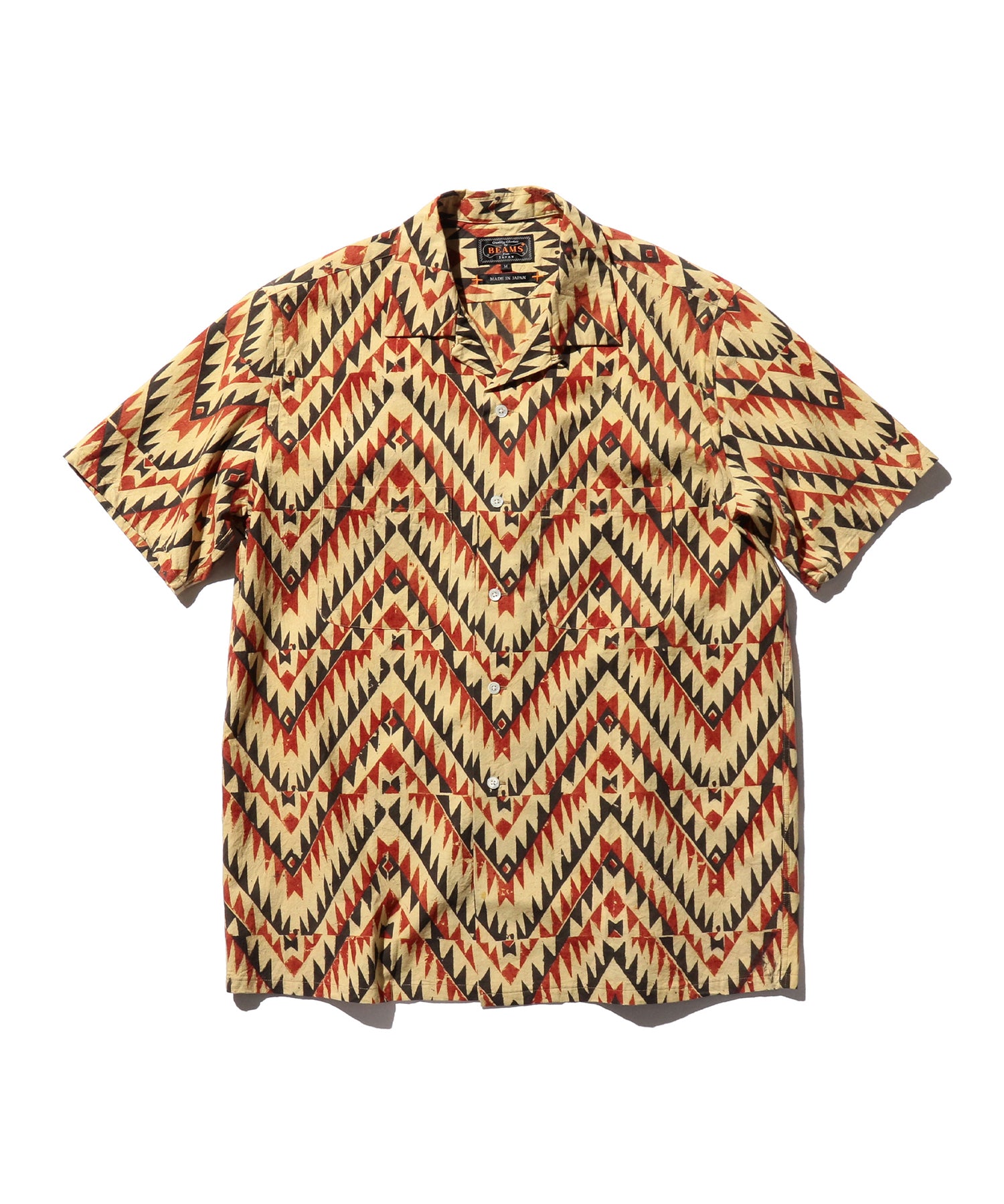 Open Collar Block Print Shirt (Zig Zag)