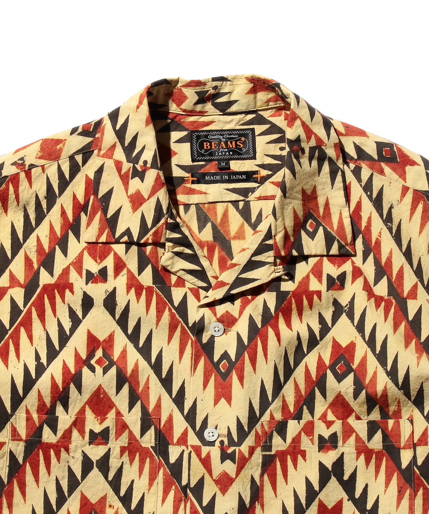Open Collar Block Print Shirt (Zig Zag)