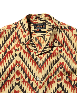 Open Collar Block Print Shirt (Zig Zag)