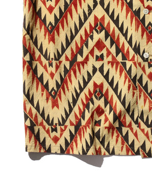  Open Collar Block Print Shirt (Zig Zag) 