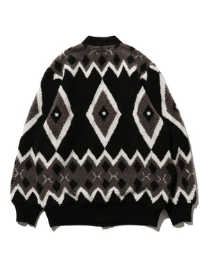  Fleece Jacquard Cardigan 