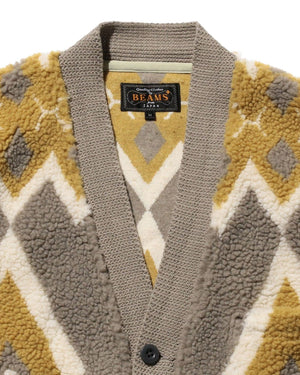 Fleece Jacquard Cardigan 