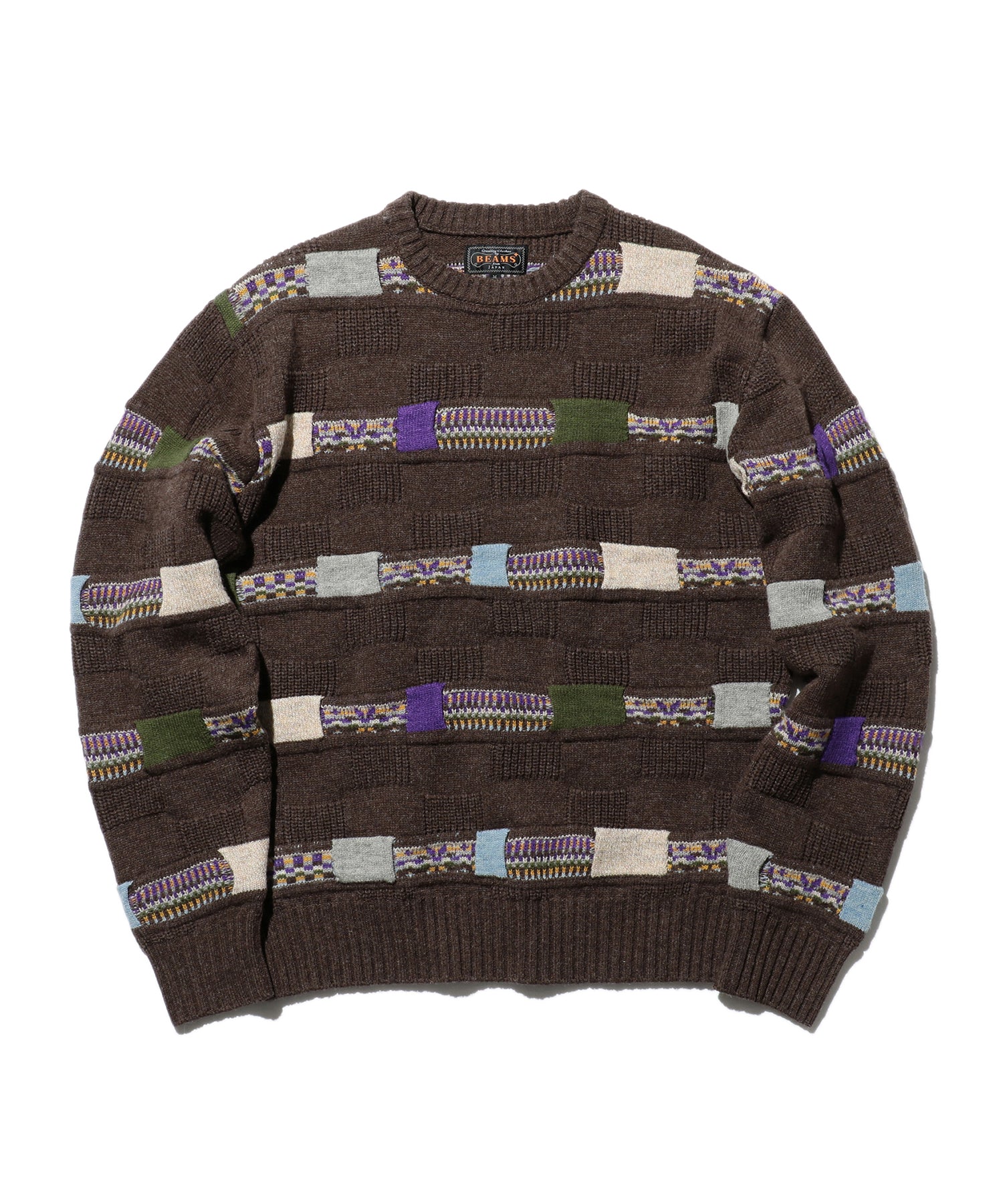 Jacquard Fair Isle Stripe 5G Crew