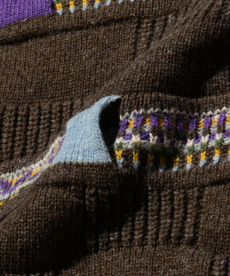 Jacquard Fair Isle Stripe 5G Crew