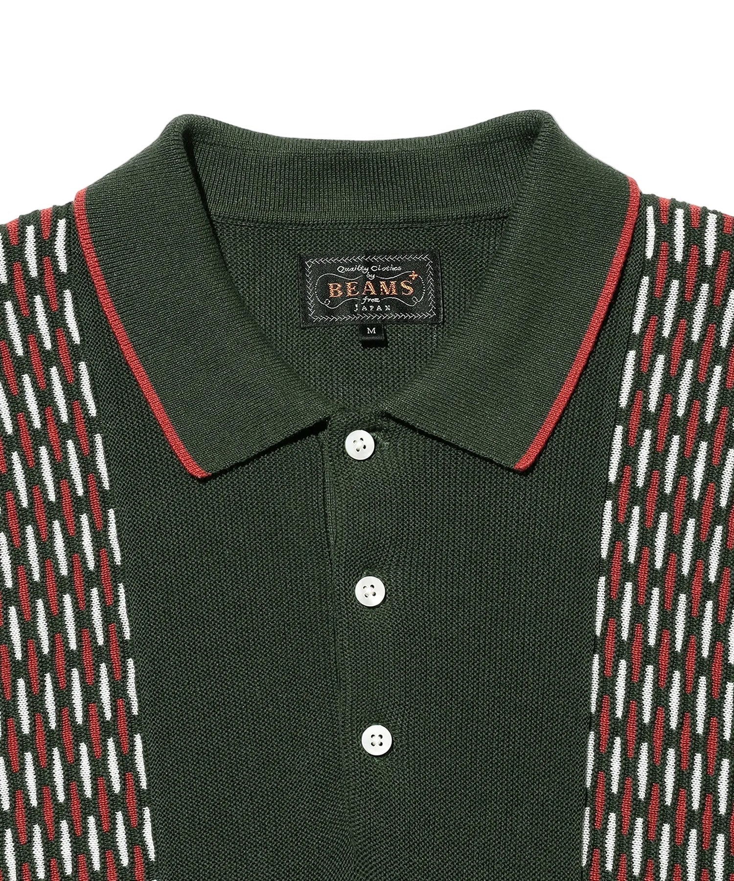 Knit Polo Front Stripe Jacquard Shirt