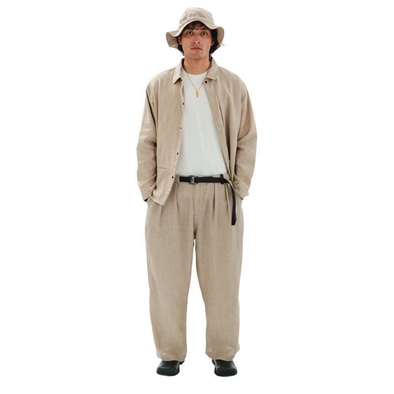 Natural Linen Pleated Trouser