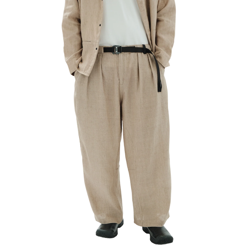 Natural Linen Pleated Trouser