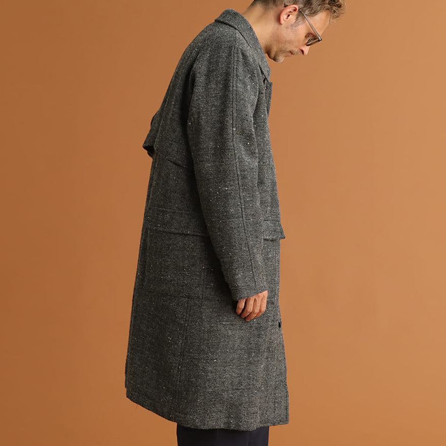 Cal Herringbone Balmacaan Coat