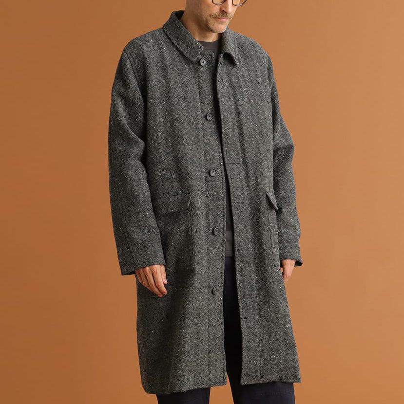 Cal Herringbone Balmacaan Coat